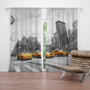 Zatemňovací závěs Žluté taxiky: 2ks 140x250cm