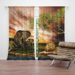 Zatemňovací závěs Zvířata ze Sahary: 2ks 140x250cm