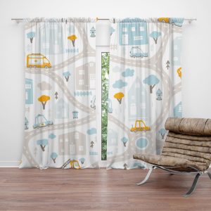 Zatemňovací závěs Cestičky s dopravou: 2ks 140x250cm