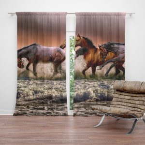 Zatemňovací závěs Koně ve vodě: 2ks 140x250cm